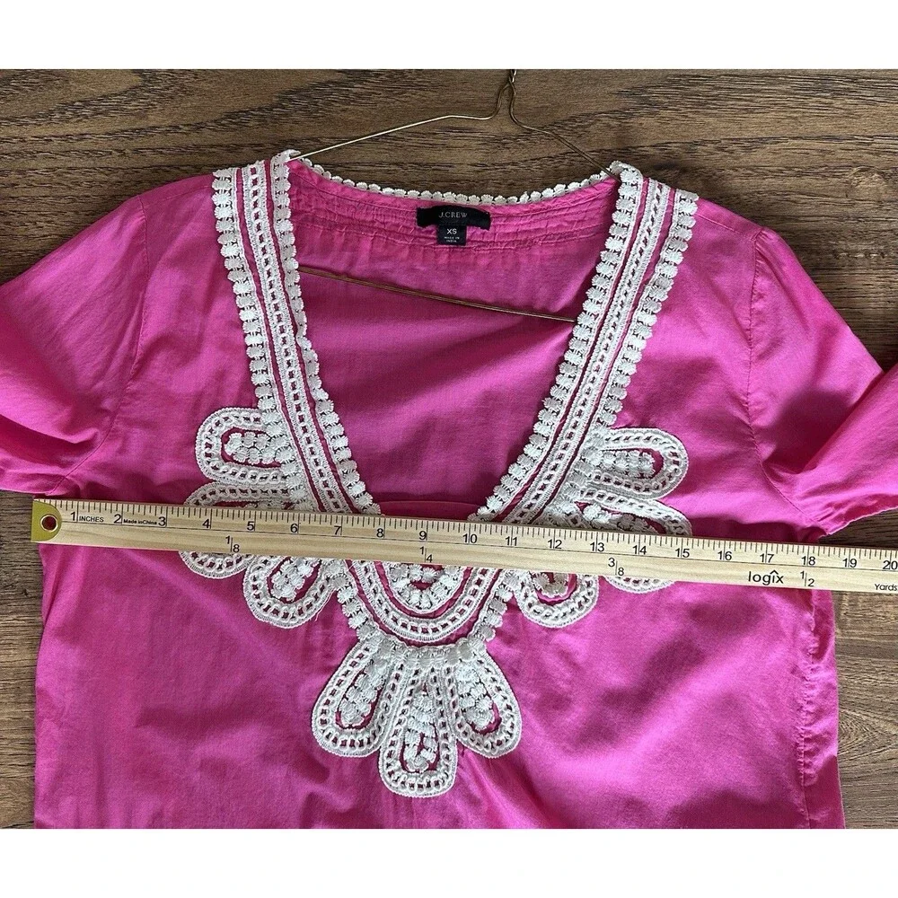 Pink Crochet Tunic Top Boho Beach Cover Up Cotton Lightweight Summer XS